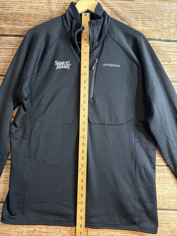 Patagonia Black Mens Large R1 Fleece Midlayer Samuel Adams 1/4 Zip STY 40109 gallery