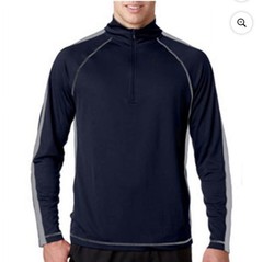 UltraClub Men’s Cool & Dry Sport Quarter-Zip Pullover Long Sleeve Large, Navy