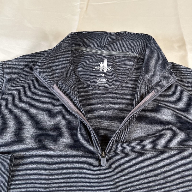 Johnnie-O Pullover Striped Medium Vaughn 1/4 Zip Long Sleeve, Blk/Gray Mock Neck gallery