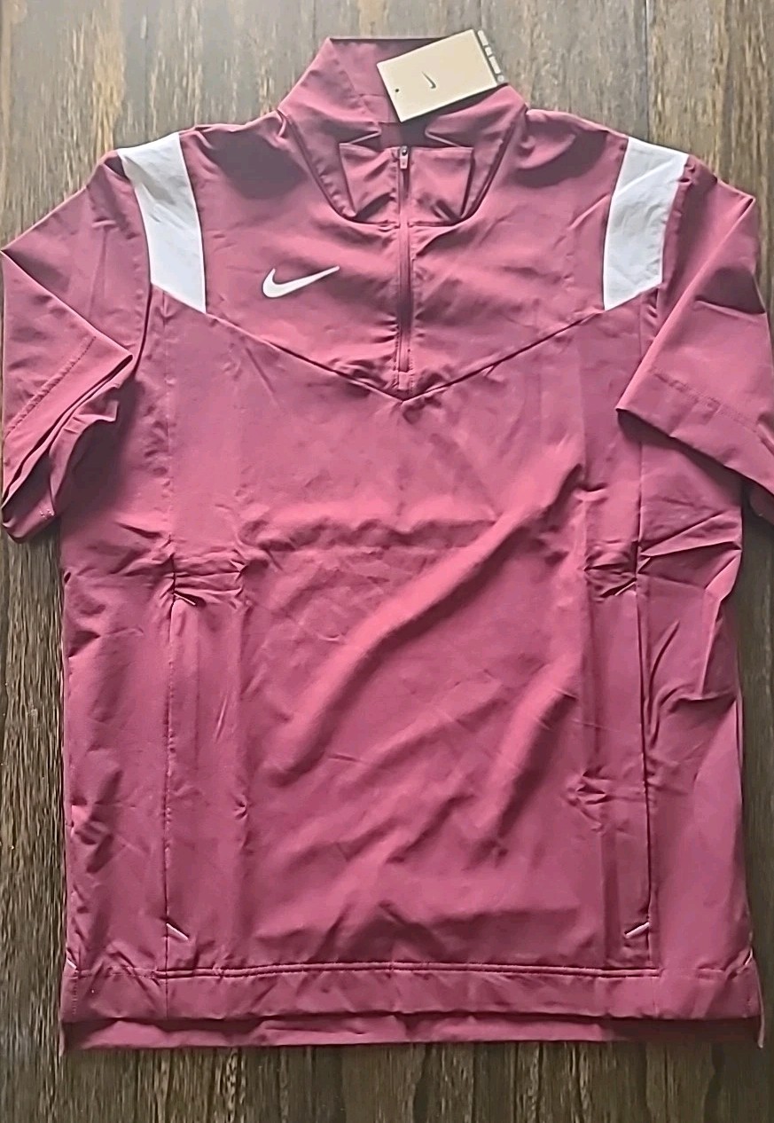 Nike Men Coach Performance Short Sleeve Sideline Jacket Medium Burgundy $80 gallery