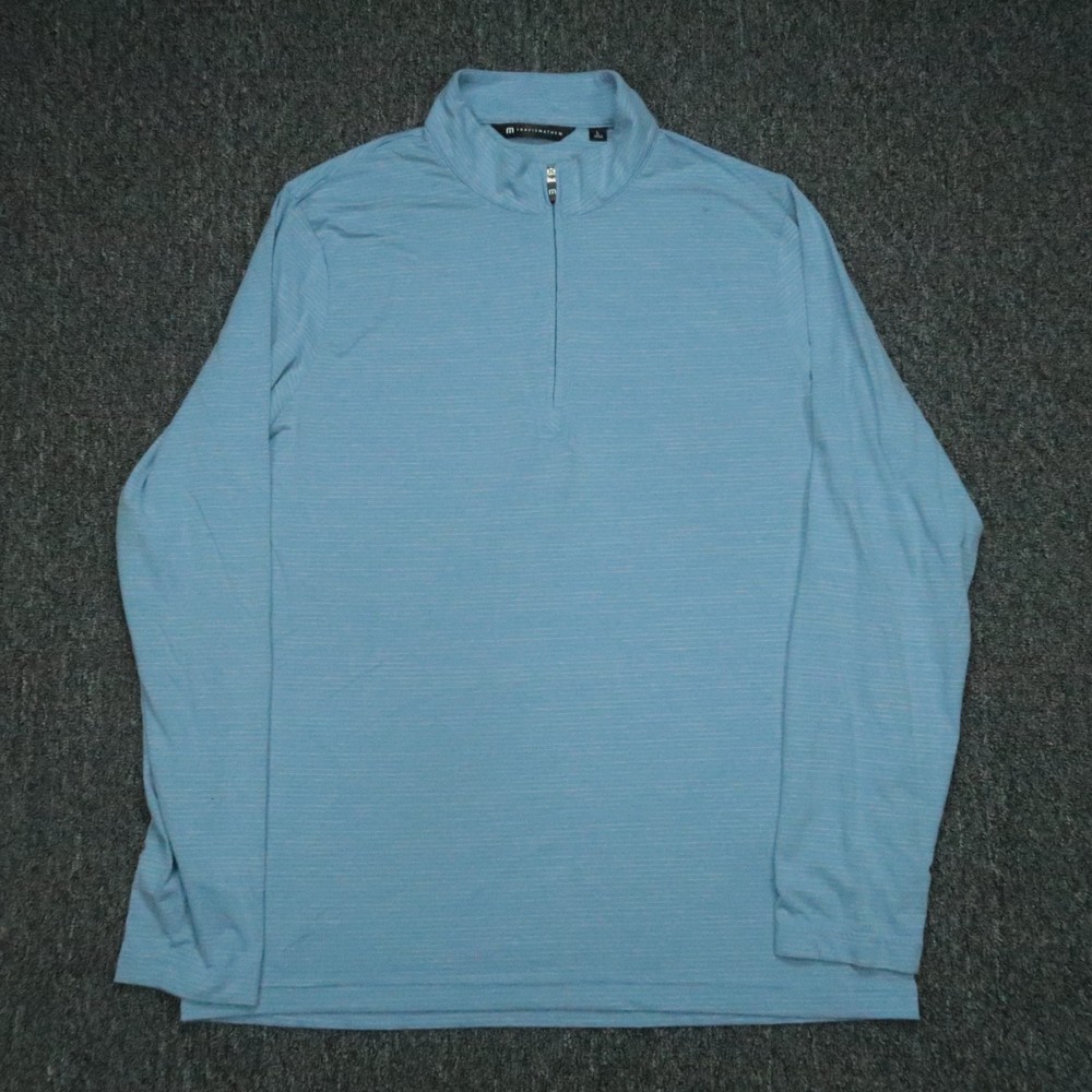 Travis Mathew Pullover Men Large Blue The Heater Performance Quarter Zip Stretch