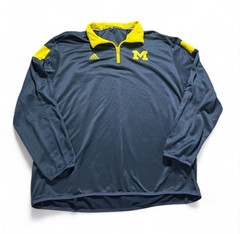 Adidas Mens 1/4 Zip 2XL Michigan Wolverines Pullover Blue And Yellow