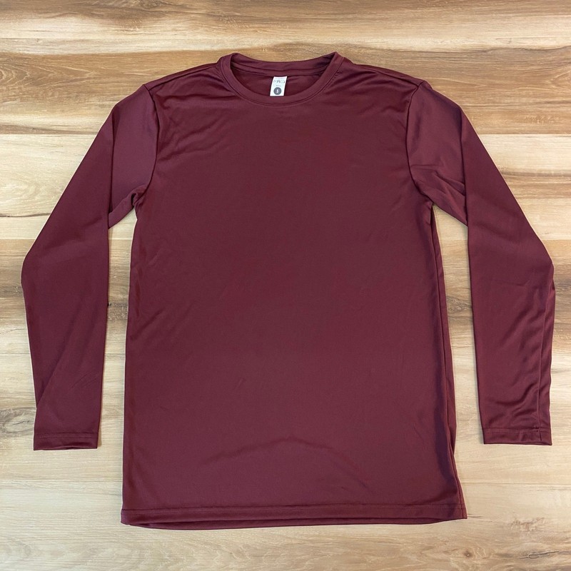 BAW Shirt Mens Small Xtreme-Tek Long Sleeve Maroon Athletic T-Shirt Performance gallery
