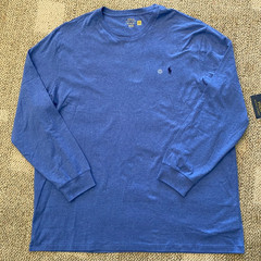 Polo Ralph Lauren T-Shirt Long Sleeve 100% Cotton Blue Mens Size 3LT TALL