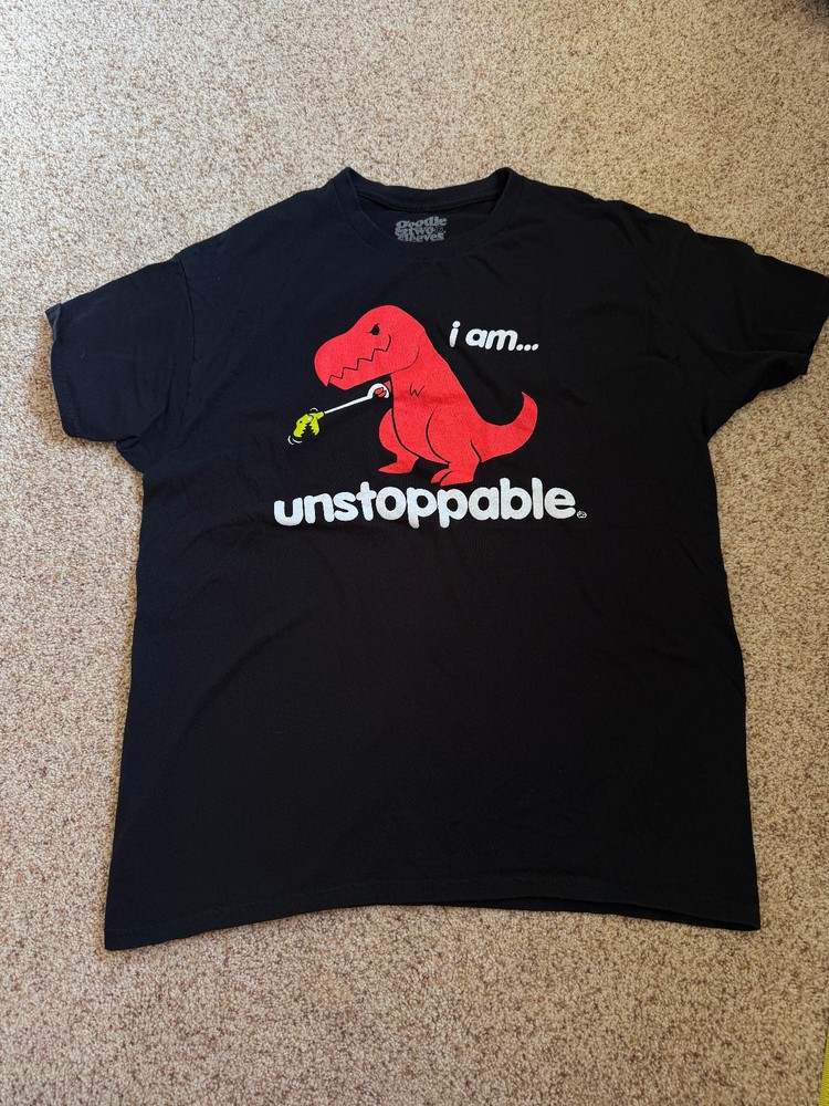 Goodie Two Sleeves Funny Humor Dinosaur T. Rex Pullover Shirt Men’s Size Large