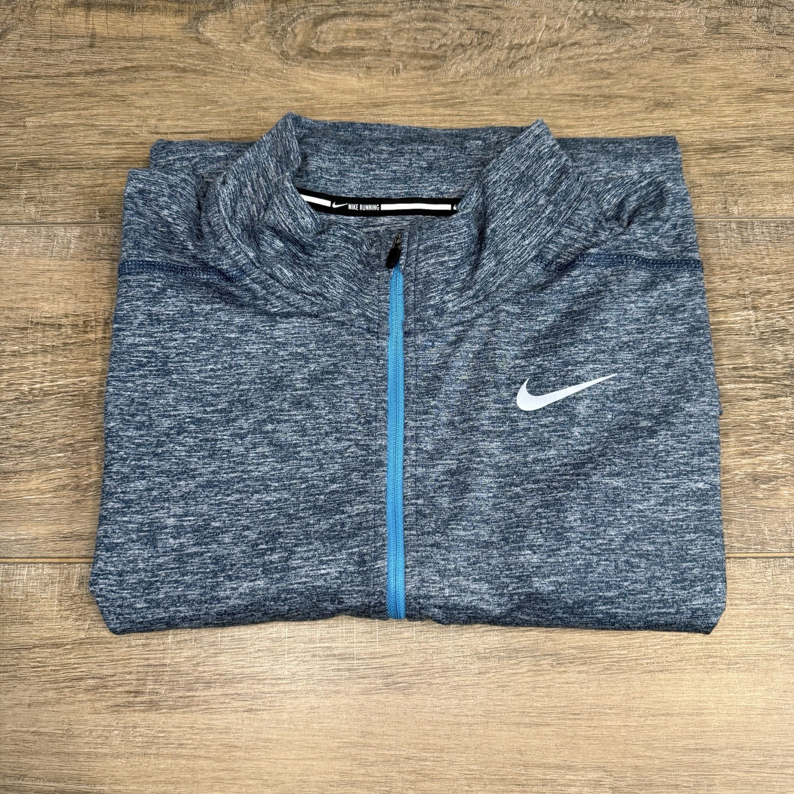 Nike Running Mens Long Sleeve 1/4 Zip Shirt Size Large Light Blue Heathered B10 gallery