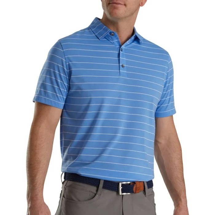 FootJoy Men's ProDry Golf Polo Shirt Size M Striped Lagoon Blue/White gallery