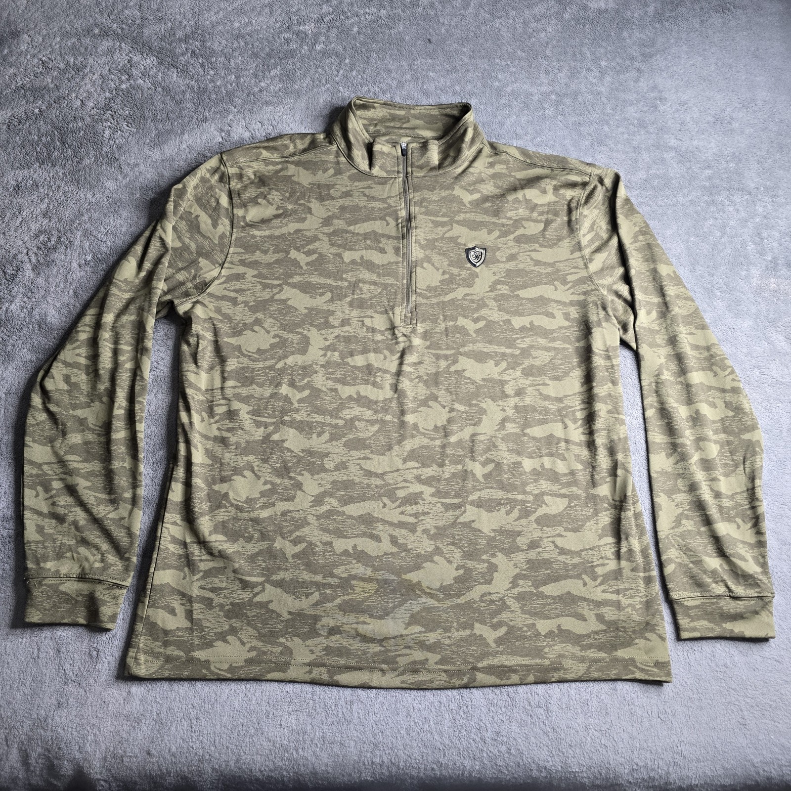 Straight Down Mens XL Desert Green Camo Abstract 1/4 Zip Golf L/S Pullover gallery