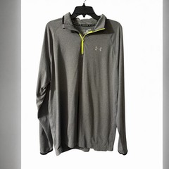 Under Armour 1/4 Zip Pullover Mens XL Gray Neon Yellow AllSeasonGear Athletic