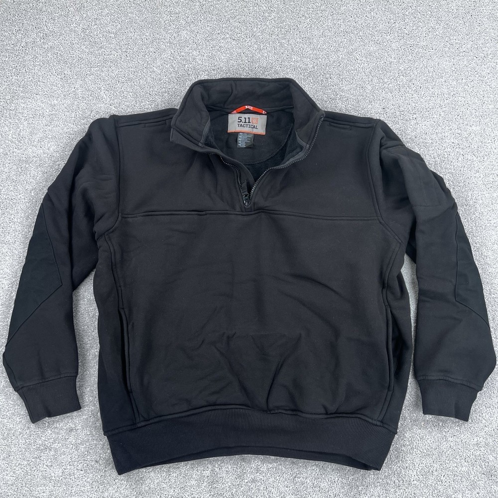 5.11 Tactical Pullover 1/4 Zip Mens LARGE Black Pockets Long Sleeve Padded