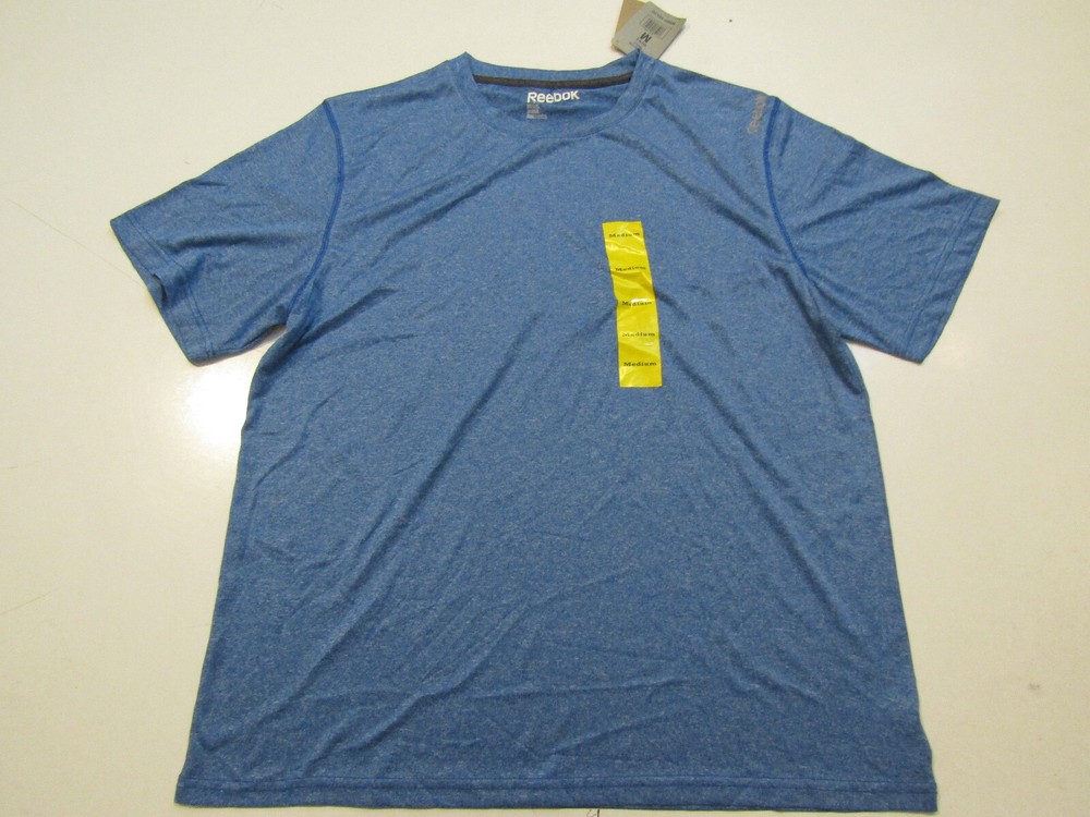 NWT Mens REEBOK Heathered Sky Blue Short Sleeve Athletic Shirt Size Medium
