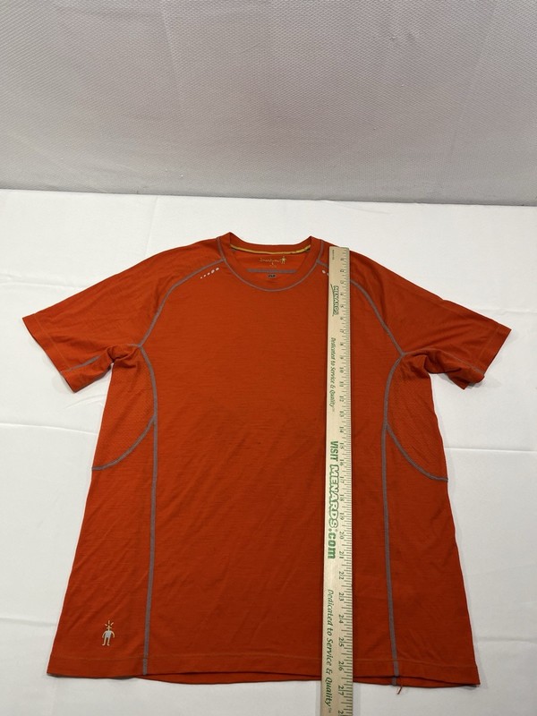 Smartwool PhD Men's Baselayer Tee Shirt-Red-Merino Wool Blend-Size L - Stain gallery