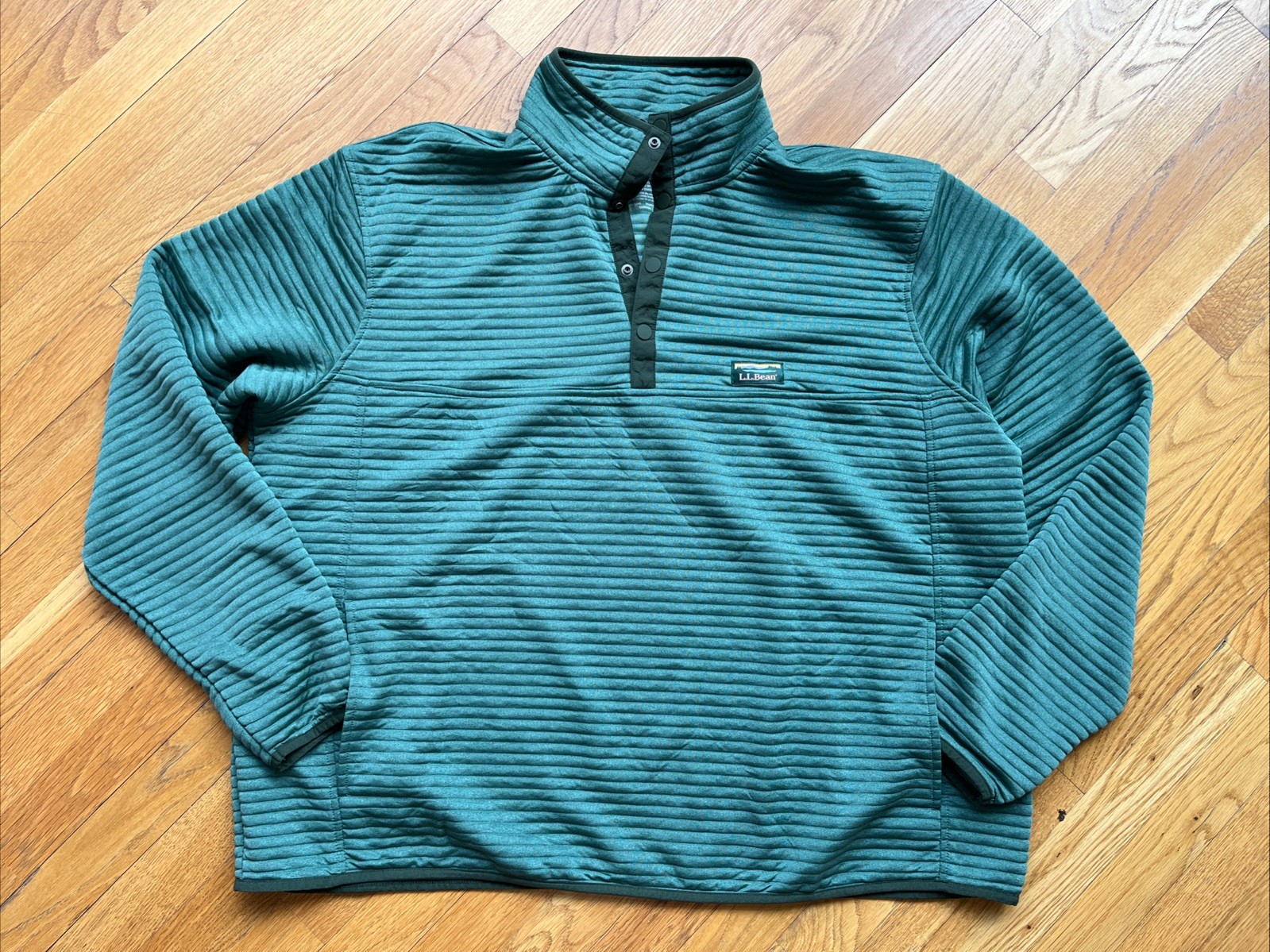 L.L. Bean Mens Airlight Knit 1/4 Snap Ribbed Slightly Fitted Green Size XXXL gallery