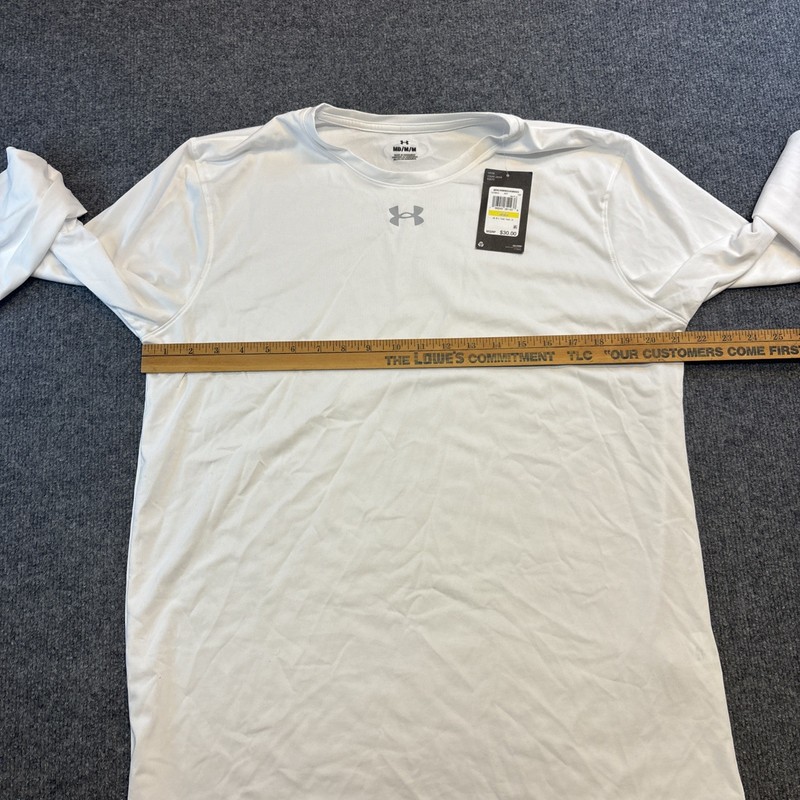 Under Armour Mens Tech Team Long Sleeve White Shirt Quick-Dry Base Layer Med NWT gallery
