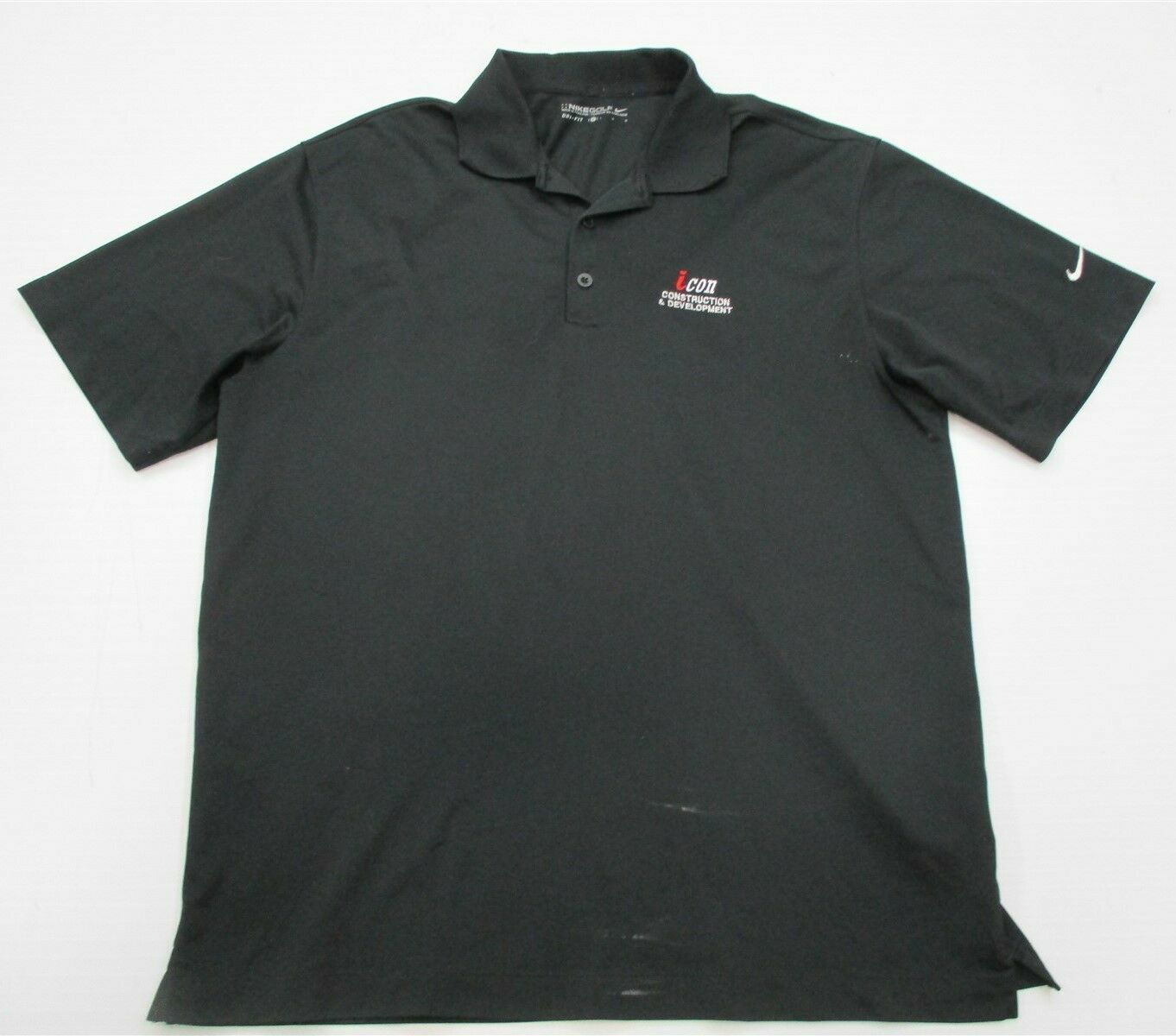 NIKE Men's Size L Classic Icon Construction Dri-Fit Black Golf Polo Shirt gallery