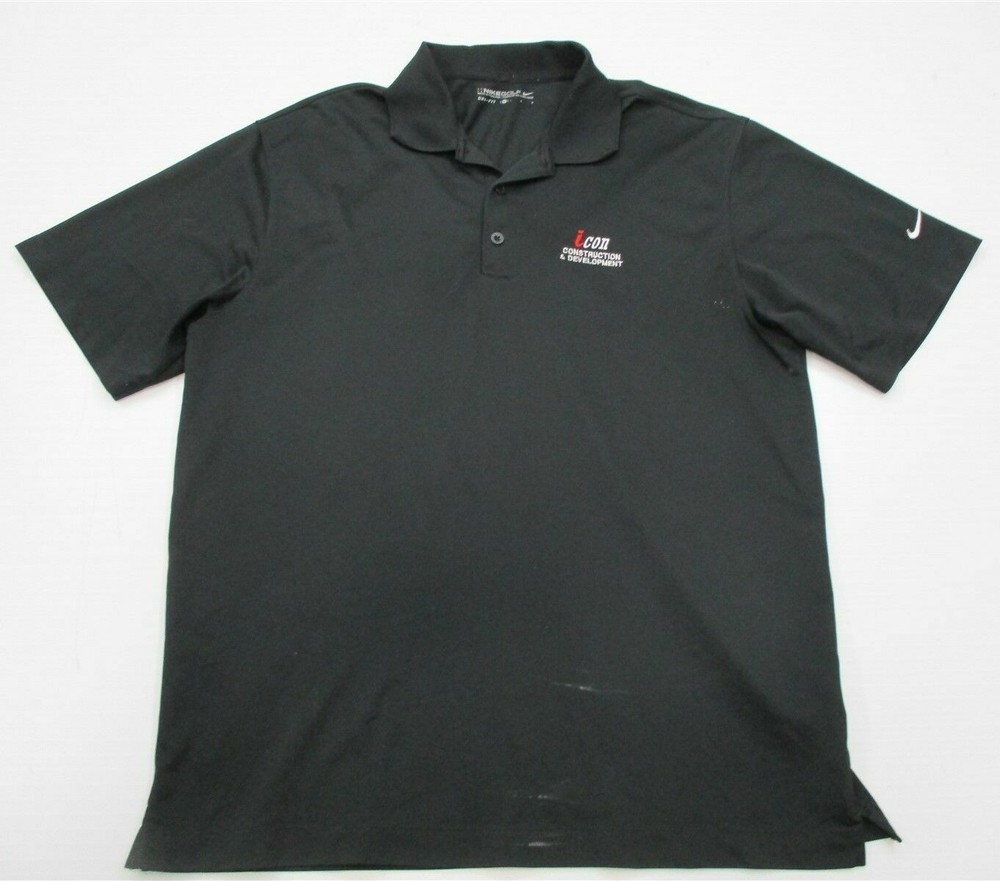 NIKE Men's Size L Classic Icon Construction Dri-Fit Black Golf Polo Shirt