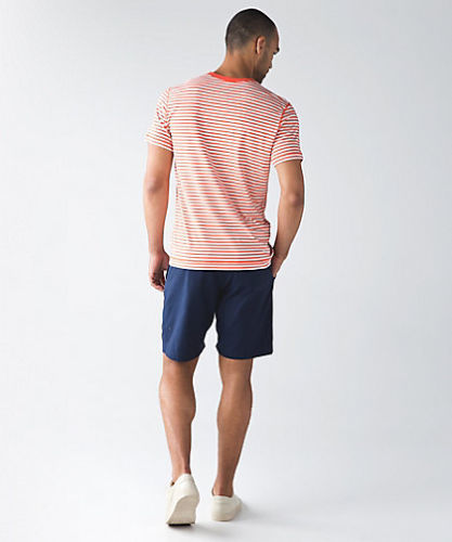 Lululemon Men's Size S 5 YEAR BASIC V Neck Tee Shirt Step Stripe Angel Wing NEW
