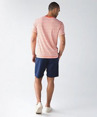Lululemon Men’s Size S 5 YEAR BASIC V Neck Tee Shirt Step Stripe Angel Wing NEW