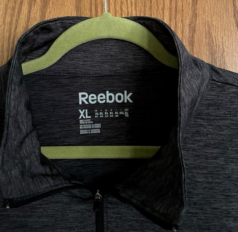 Reebok Heathered Gray Pullover Shirt Performance Workout 1/4 Zip Mens Size XL gallery