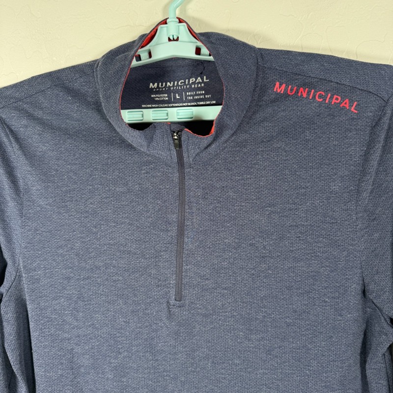 Municipal Sport Utility Gear 1/4 Zip Pullover Mens Large Blue Red Active Pockets gallery