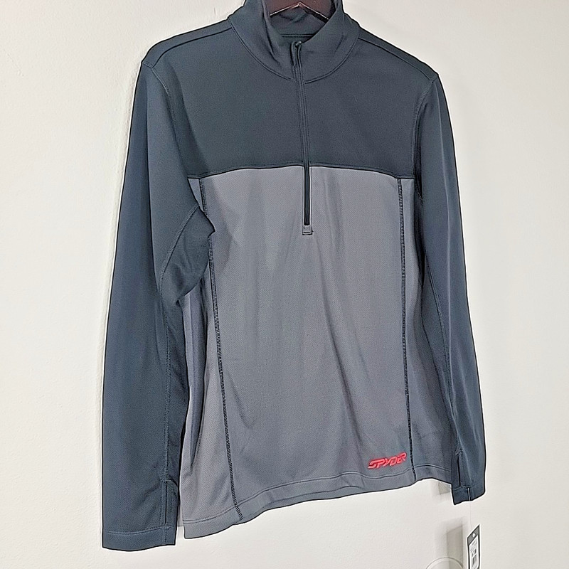 Spyder Men’s Medium 1/4 Zip Pullover Gray Soft Fleece Lined Top NWT MSRP $49 gallery