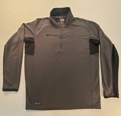 Nike Dri-FIT L Gray Black 1/4 Zip Mock Neck Long Sleeve Men’s Pullover