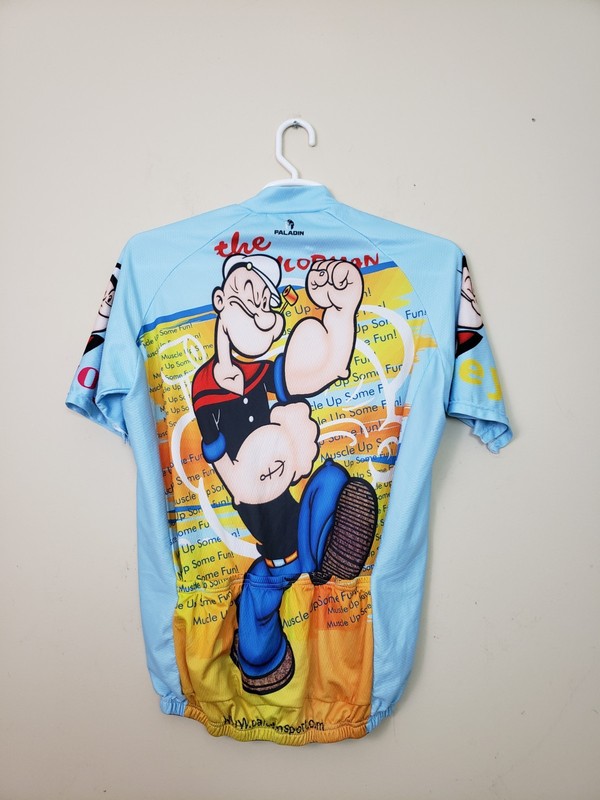Paladin Popeye Cycling Jersey Mens XXXL Blue Full Zip 3 Back Pocket Graphic gallery