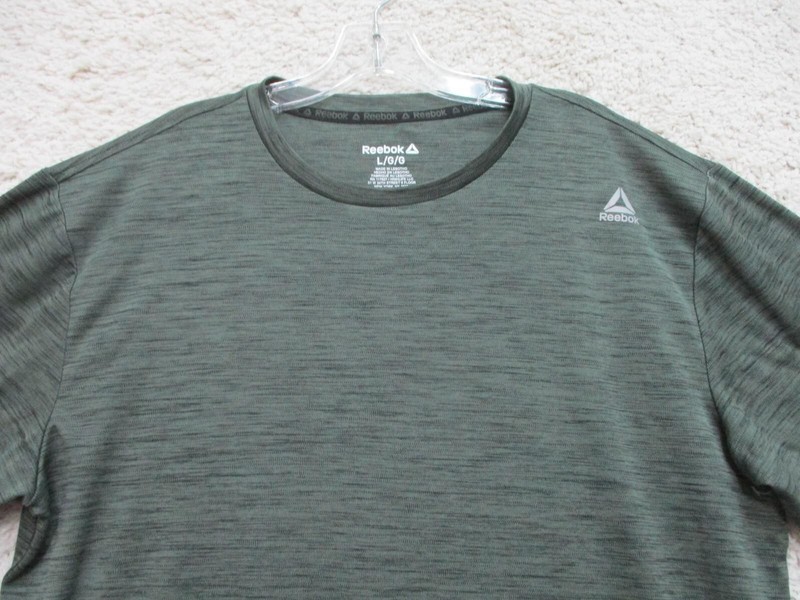 Reebok Shirt Large Adult Gray Athletic Stretch Logo Short Sleeve Modern Fit Mens gallery