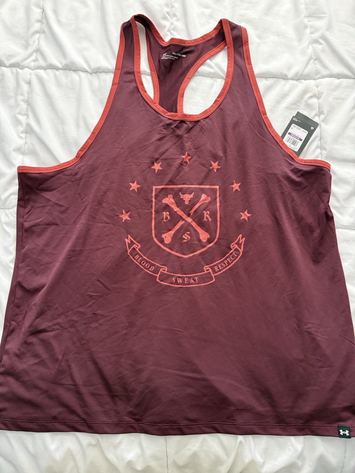 Under Armour Project Rock Blood Sweat Respect Tank Top Mens 2XL 1380109 Maroon gallery