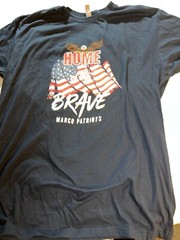 Home Of The Brave Marco Patriots USA Flag Eagle Men’s L Tee T-Shirt Black Unisex