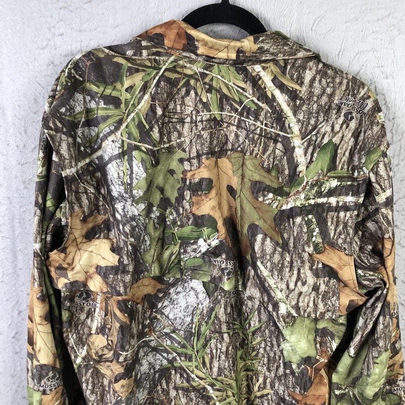 Mossy Oak Obsession Shirt Mens Medium Green Camo Long Sleeve Hunting Face Mask gallery