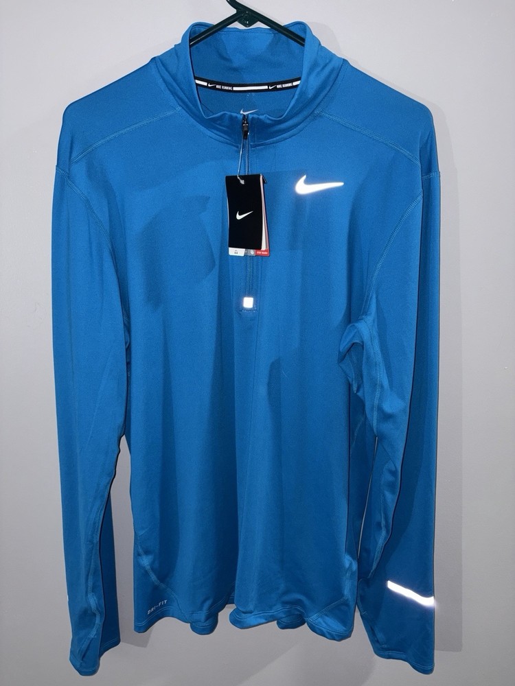 NWT Nike Element Running Pullover Mens Large Light Blue Dri-FIT 1/4 Zip Gym