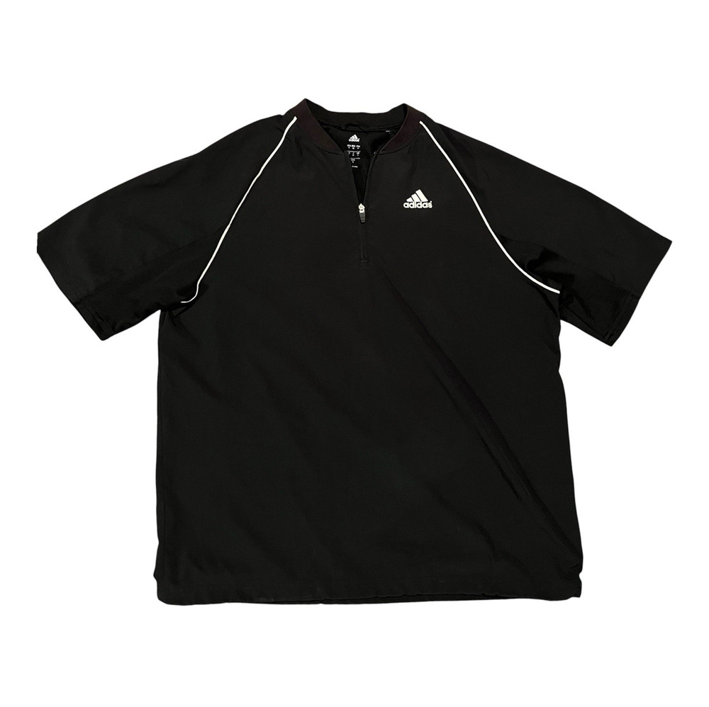 adidas Men's Solid Black 1/4 Zip Mock Neck Polo Pullover Polyester Size S