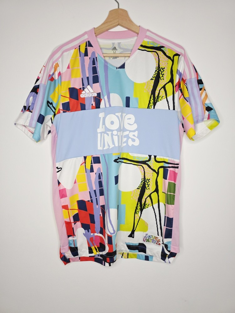 adidas Top Love Unites Pride Tshirt Jersey Multi Color 3 Stripe Size Medium