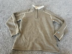KUHL THERMA KORE POLY WOOL NYLON 1/4 ZIP PULLOVER–L– Beige Tan F8