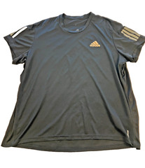 Adidas Primegreen XL Mens Short Sleeve Running Shirt 3 Stripe Aeroready Grey