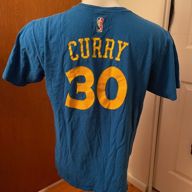 Steph Curry Adidas Blue and Yellow Warriors Shirt XL gallery