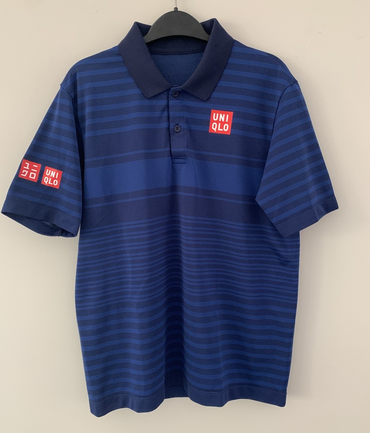 UNIQLO x Kei Nishikori 2017 French Open DRY-EX Polo Golf Shirt SMALL BLUE Stripe gallery