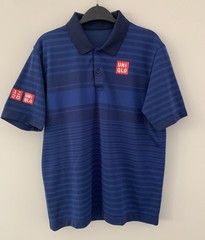 UNIQLO x Kei Nishikori 2017 French Open DRY-EX Polo Golf Shirt SMALL BLUE Stripe