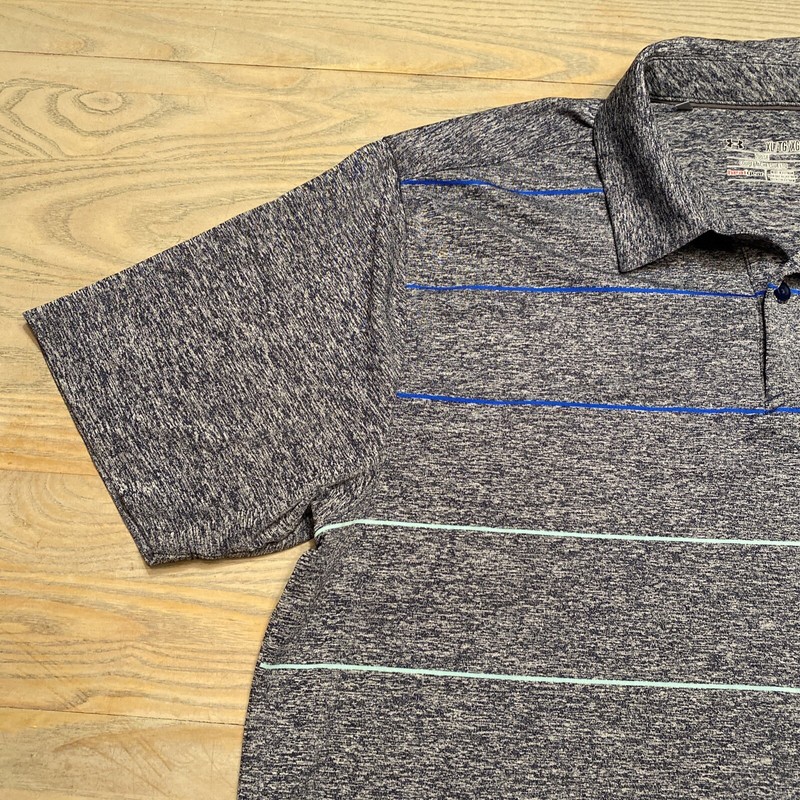 Under Armour Coolswitch Pivot Polo Shirt Blue Striped 1290145 Mens XL Short Slv gallery