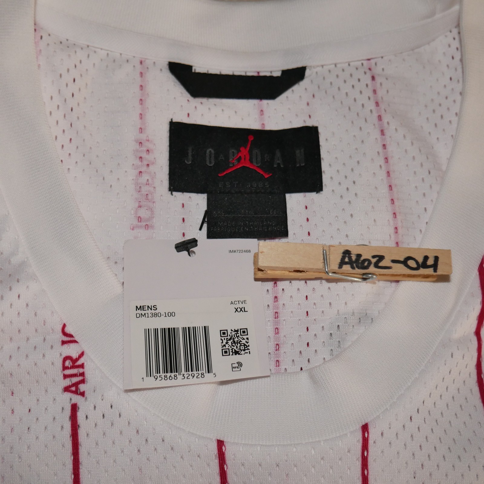 Air Jordan Dri-Fit Mesh Basketball Jersey Pinstripe Mens Size 2XL Red White NWT gallery