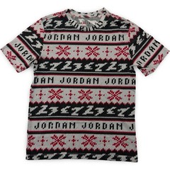 Nike Air Jordan T-shirt Mens Small Christmas Shirt Holiday Knit Print Red Black