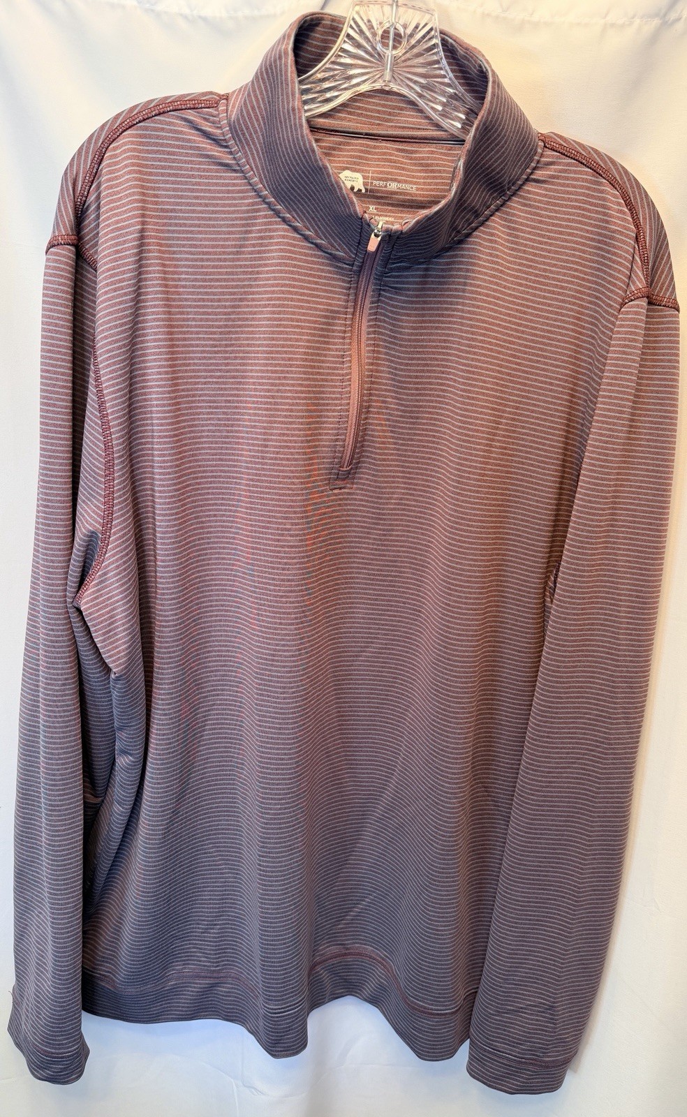 Onward Reserve Men’s Size XL 1/4 Zip Performance Pullover Red Gray Stripe gallery