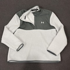 Under Armour Golf Pullover Mens Large Gray Sherpa Fleece Snap Mock Neck Jacket
