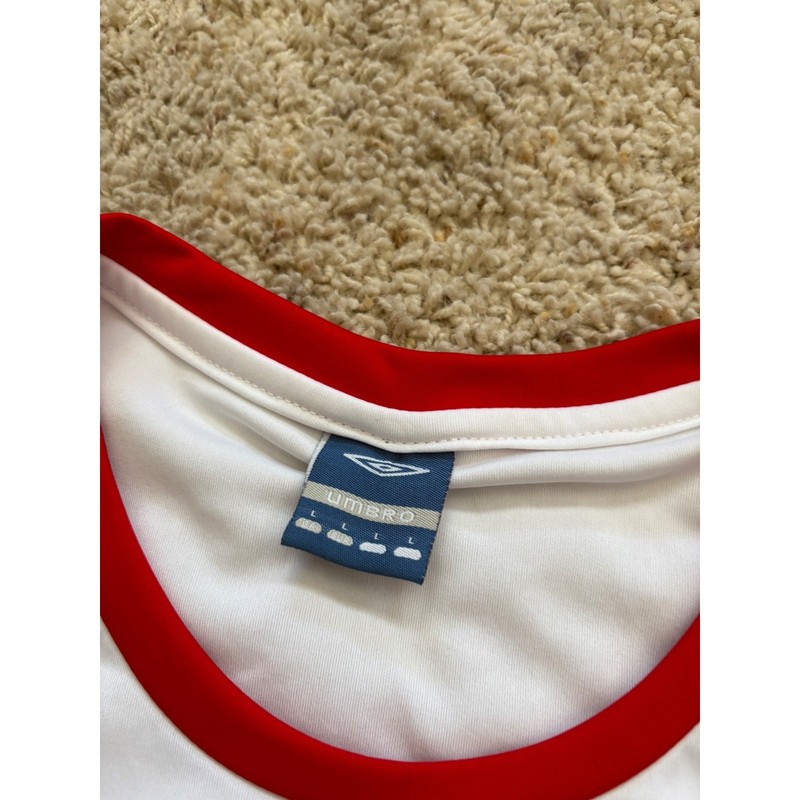 Umbro Peru National Team Soccer Jersey White Red Sash FPF Mens Large L Soccer gallery