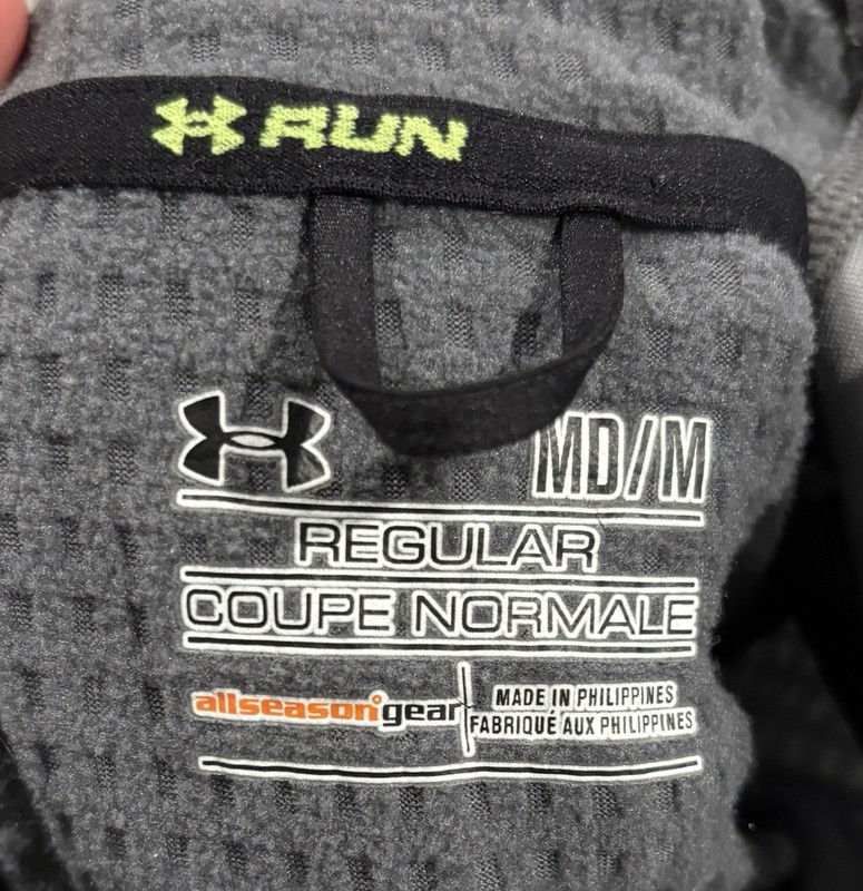 Under Armour Run 1/2 Zip Waffle Pullover Mens Medium Gray Hooded All Season gallery