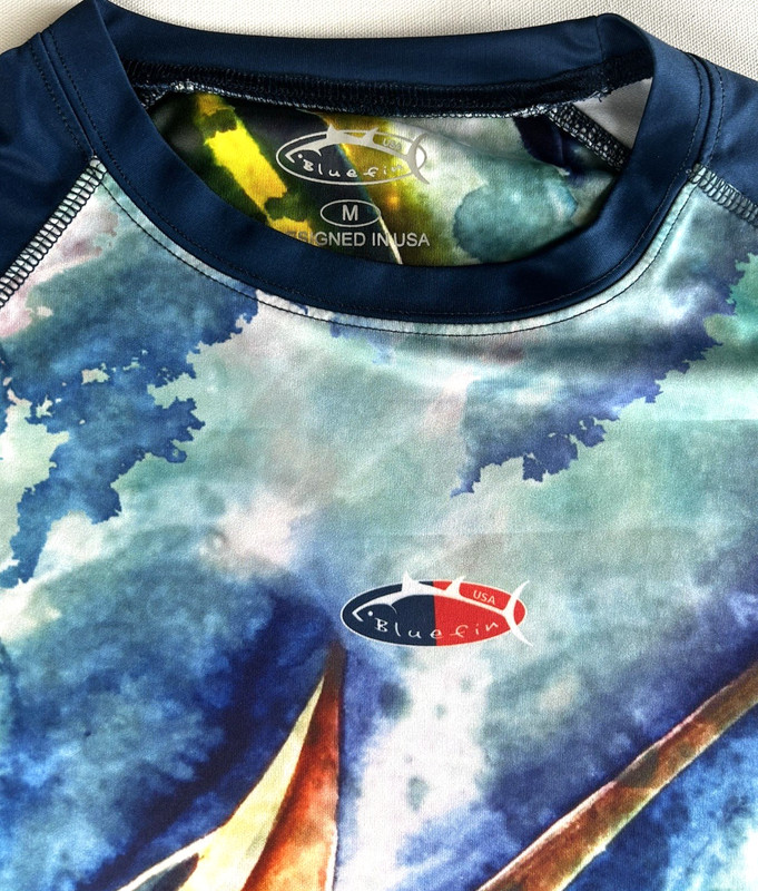 Mens Bluefin Performance Marlin Print Long sleeve Pullover size M gallery