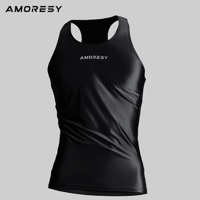 AMORESY Glossy Breathable Top Sleeveless Activewear Vests Running Fitness Summer