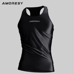 AMORESY Glossy Breathable Top Sleeveless Activewear Vests Running Fitness Summer