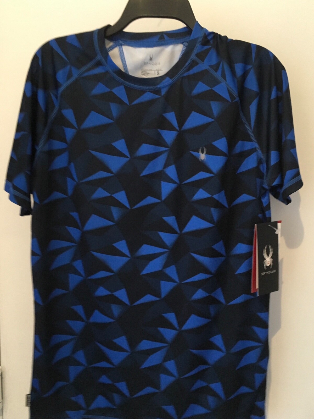 Spyder Men’s Swim Small Rash Guard Surf & Sun UPF 30+ Short Sleeve Blue Camo NWT gallery